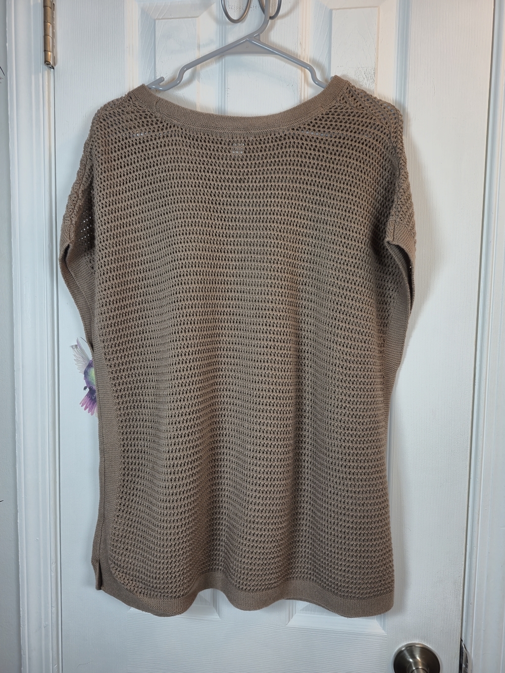 J. Jill Open-Knit Mesh Boxy Sweater Vest Taupe M